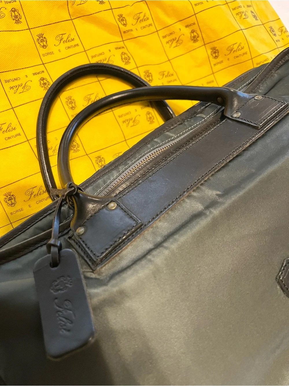 Felisi Men's Leather & Nylon 3 way Vintage Travel Bag